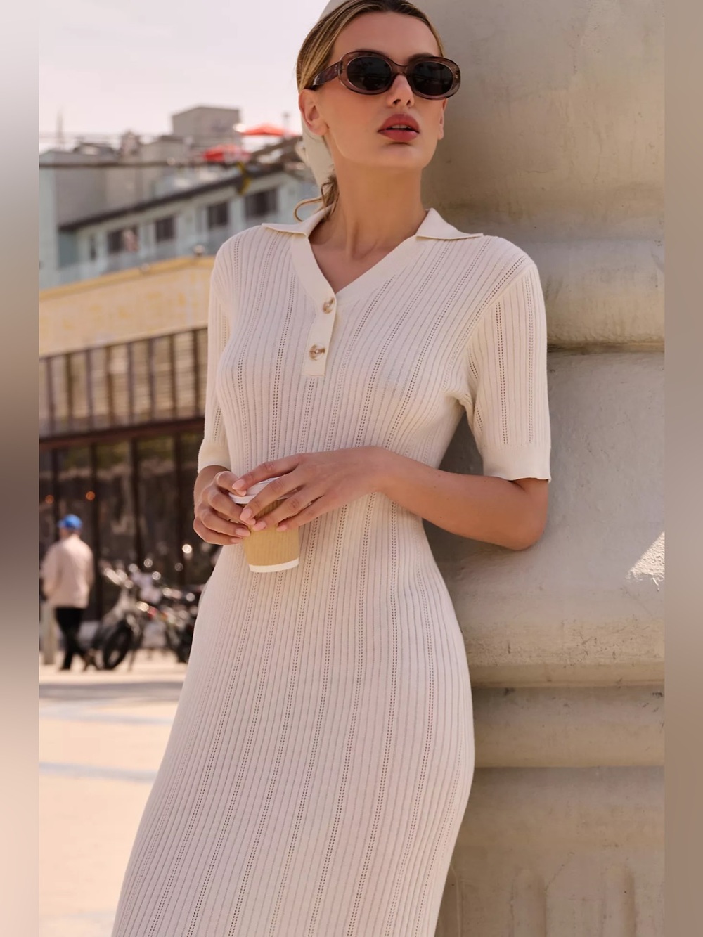 Varley Andrea Short-Sleeve Knit Maxi Dress
